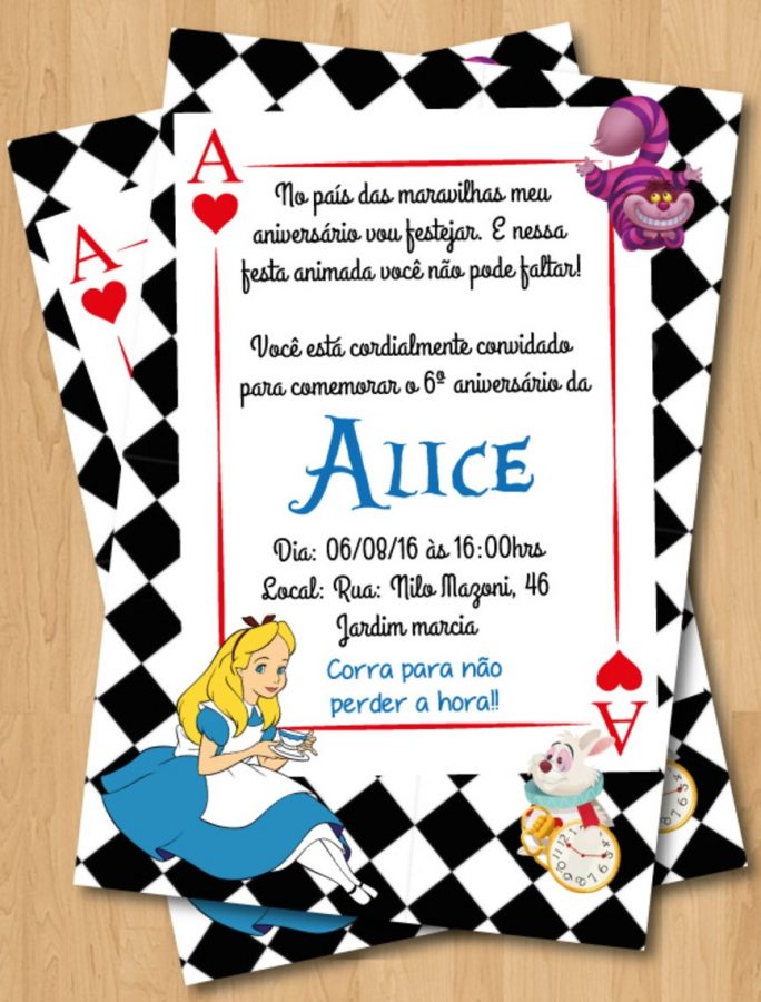 convite alice no país das maravilhas On line