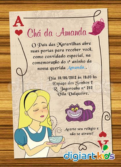 convite alice no país das maravilhas On line