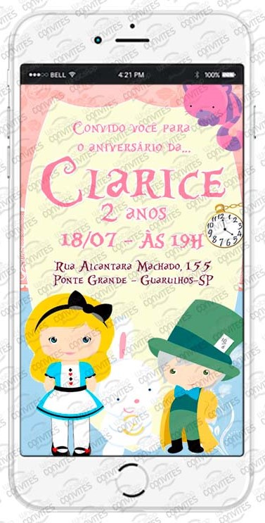 convite alice no país das maravilhas On line