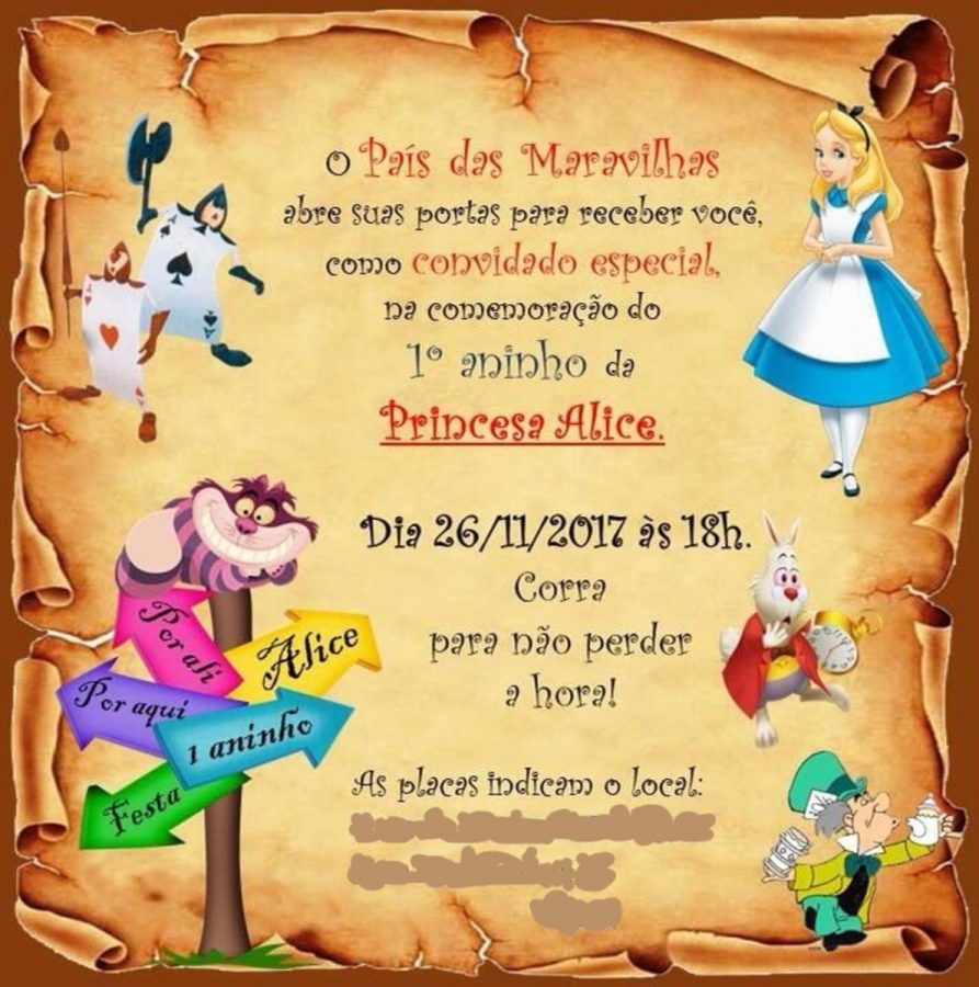 convite alice no país das maravilhas Virtual