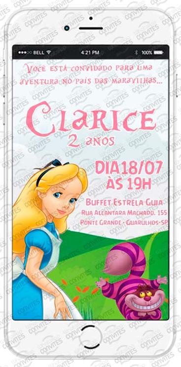 convite alice no país das maravilhas On line