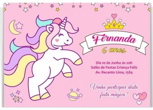 convite aniversário infantil Feminino