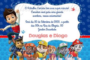 convite aniversário infantil Patrulha canina