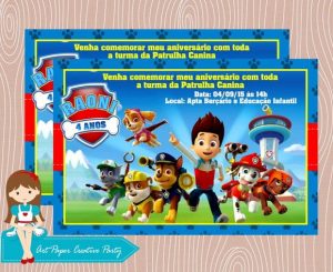 convite aniversário infantil Patrulha canina