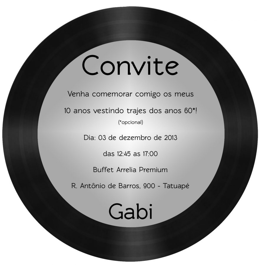 convite anos 80 Disco de vinil