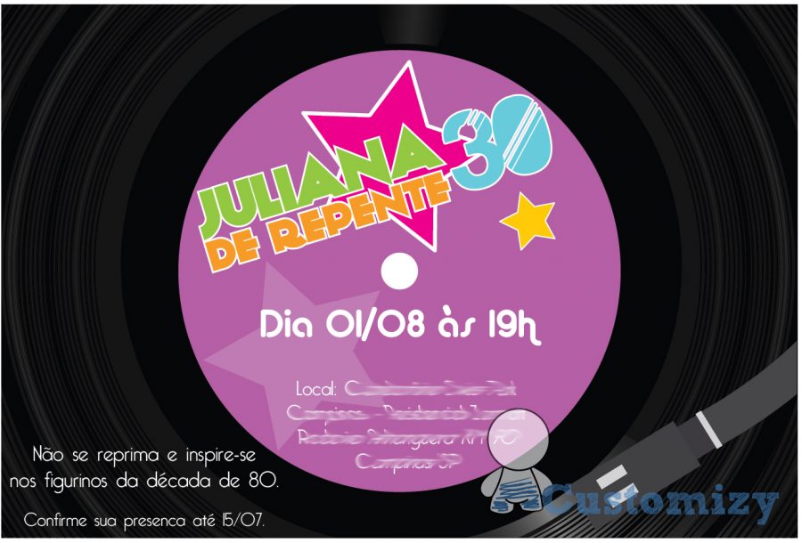 convite anos 80 Disco de vinil