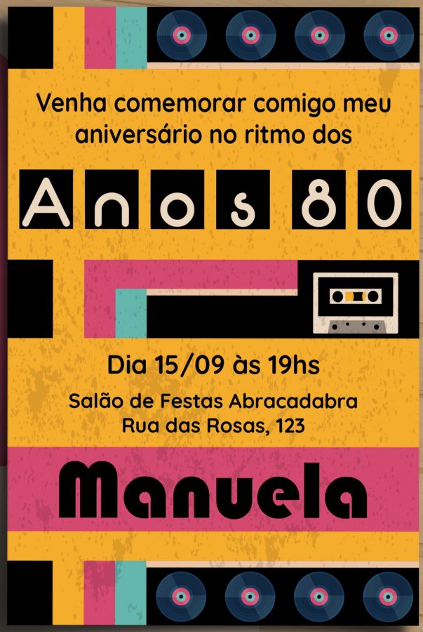 convite anos 80 Virtual