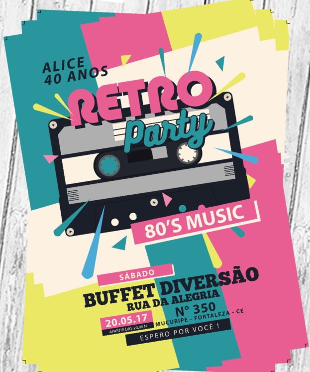 convite anos 80 Virtual