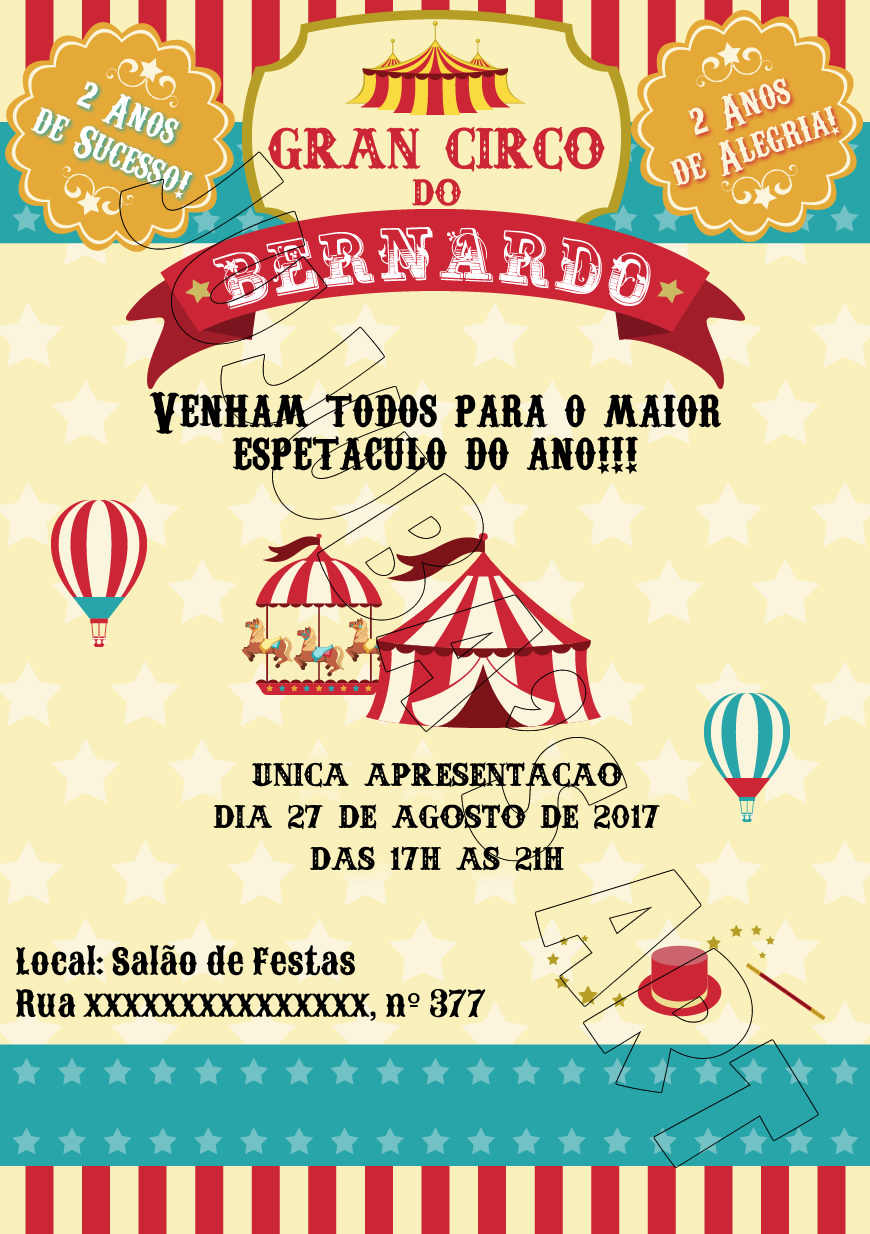 Convite Circo 60 Modelos Mágicos De