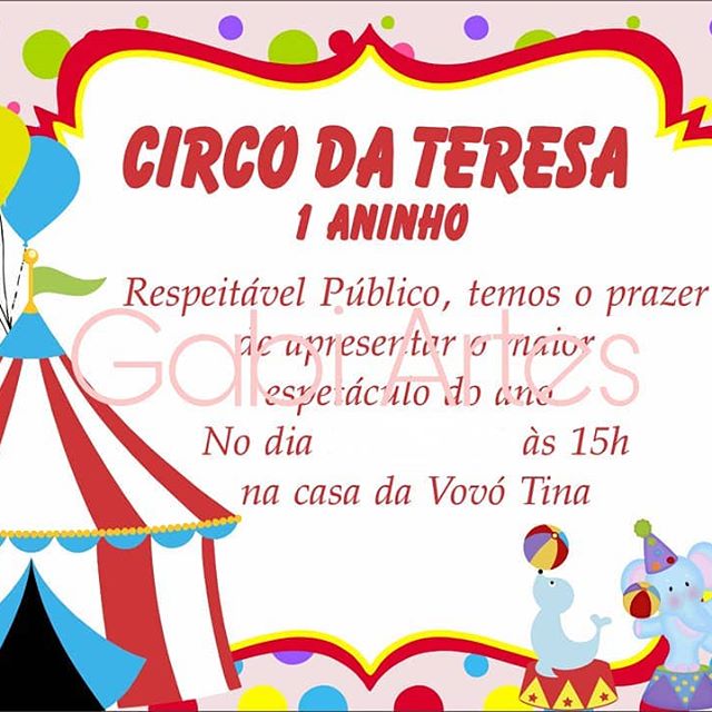 convite circo 1 Ano
