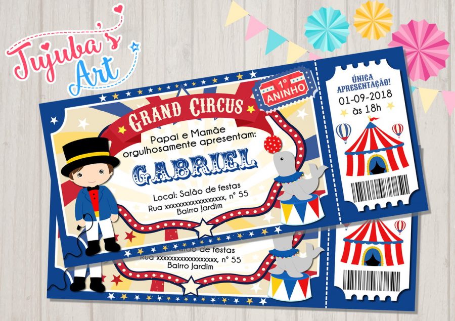 convite circo Azul