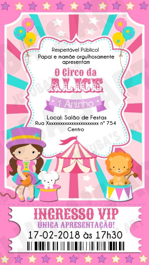 convite circo Rosa