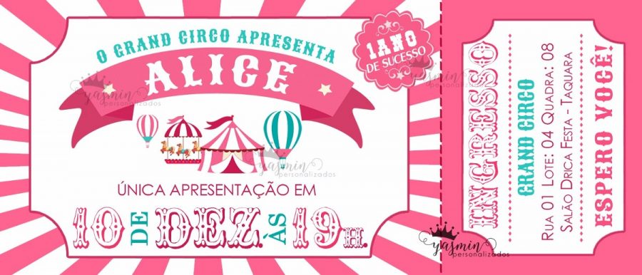 convite circo Rosa