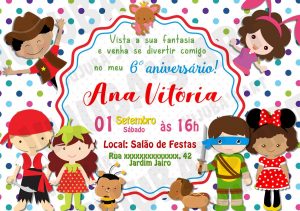 convite festa a fantasia Infantil