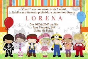 convite festa a fantasia Infantil