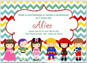 convite festa a fantasia Infantil