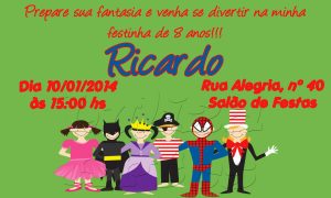 convite festa a fantasia Infantil