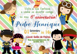 convite festa a fantasia Infantil