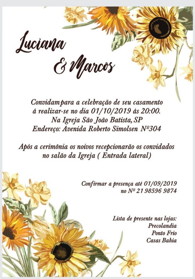 convite girassol Casamento