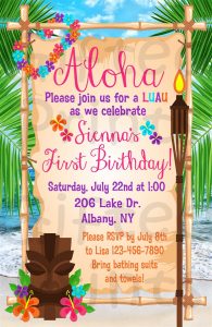 convite havaiano Aniversário