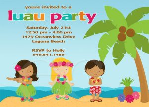 convite havaiano Infantil