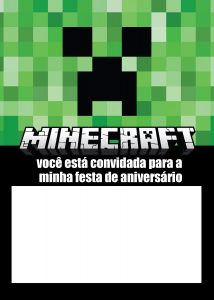 convite minecraft Para imprimir