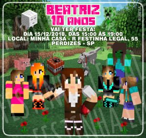 convite minecraft Feminino