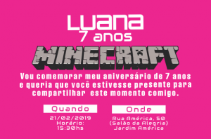 convite minecraft Feminino