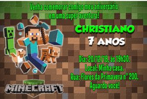 convite minecraft Masculino