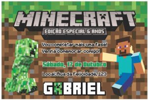 convite minecraft Masculino