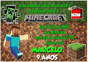 convite minecraft Masculino