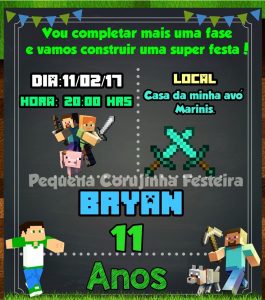 convite minecraft Masculino