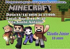 convite minecraft Masculino