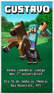 convite minecraft Masculino