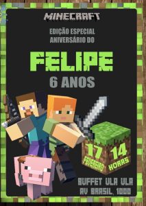 convite minecraft Masculino