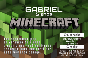 convite minecraft Masculino