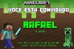 convite minecraft Masculino