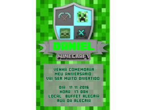 convite minecraft Masculino