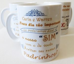 convite para padrinhos de casamento caneca