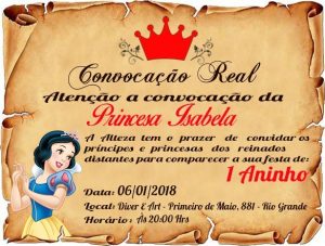 convite pergaminho Branca de neve