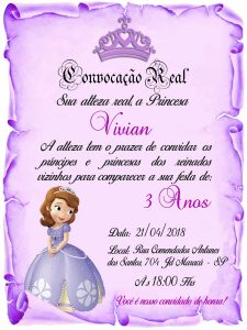 convite pergaminho Princesa sofia