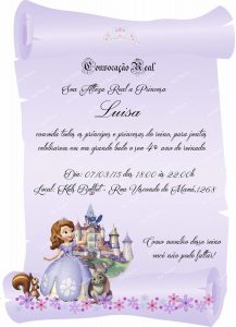 convite pergaminho Princesa sofia