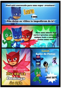 convite pjmasks Gibi