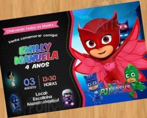 convite pjmasks Corujita