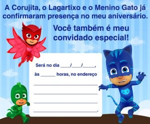 convite pjmasks Editável