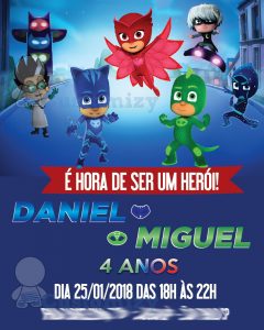 convite pjmasks Virtual