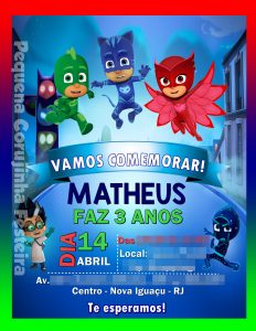 convite pjmasks Virtual