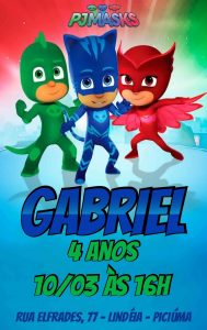 convite pjmasks Virtual