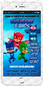 convite pjmasks Virtual