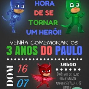 convite pjmasks Virtual